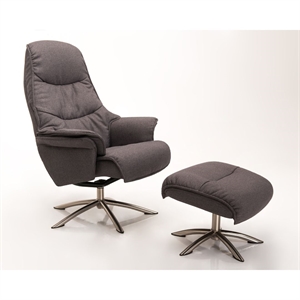 Asti lænestol - Dessin New Ocean, Dark Grey - Drejesokkel 